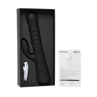 Czarny wibrator z króliczkiem z funkcją nabrzmiewania 23 cm wodoodporny IPX7 silikon