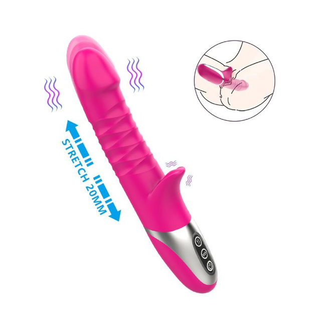 Dwusilnikowy wibrujący i posuwisty figlarz z harmonijką i języczkiem – 64 kombinacje wibracji i posuwu