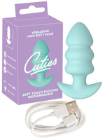 Wibrujący pieszczoch analny Cuties. Trzy stymulujące części, o zmiennej grubości, kolor zielony, silikon