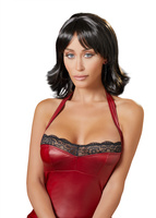 Zmysłowa brunetka – średnia peruka w stylu choppy black bob, dł. 30 cm, poliester, kolor: brunetka