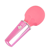 Rozkosz królewny – śliczna, silna różdżka, wibrator wand, ze zdobioną główka i uchwytem dekorowanym klejnocikami, masażer łechtaczki i całego ciała, 12,7 cm, silikon, kolor róż flamingowy