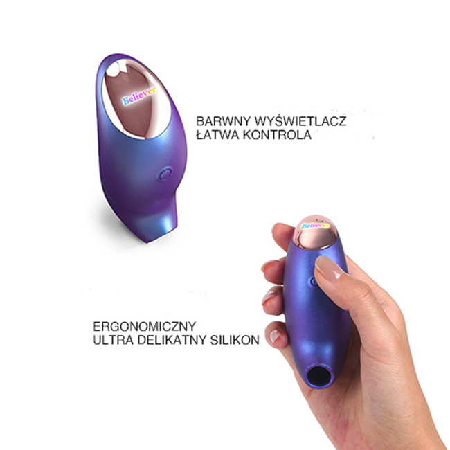 Francuski pocałunek 1 - luksusowy soniczny stymulator łechtaczki z języczkiem, kolor opalizującego granatu, HiTech, silikonowy + gra erotyczna w pakiecie