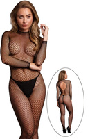 Bodystocking Le Désir od Shots z długim rękawem i siateczką z golfem i otwartym krokiem