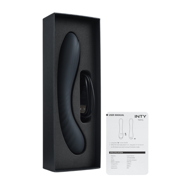 Wibrator do stymulacji punktu G, mocny, giętki, czarny, wodoodporny IPX7, 20 cm, silikon