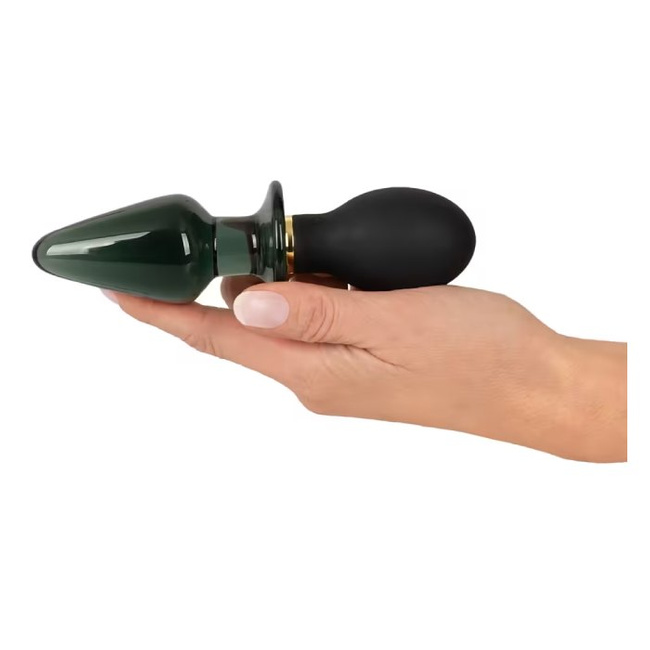 Dwukońcówkowy wibrujący korek analny butt plug szklano-silikonowy