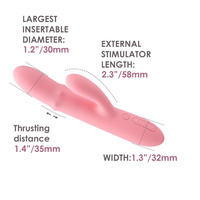 Wibrator z posuwistym pierścieniem koralików i króliczkiem do łechtaczki, sterowany aplikacją, smartfonem, 19,5 cm, silikon, wodoodporny