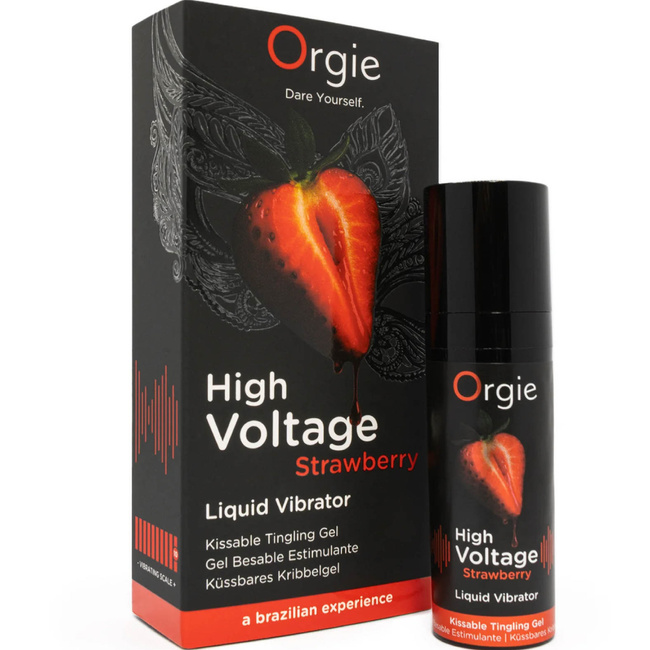 Wibrator w płynie High Voltage Strawberry – truskawkowy, jadalny. Najsilniejsze doznania moc 10/10