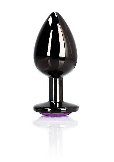 Czarny metalowy korek analny Butt Plug rozmiar S 2,7 cm z kryształem serduszkiem