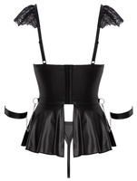 Zmysłowy 3-częściowy komplet bielizny w stylu babydoll, koszulka+stringi+soft kajdanki, bondage, BDSM