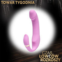 Podwójny wibrator, strapon bez pasków ze stymulacją wahadłową i funkcją rozgrzewania, 19 cm / wkładane 15,5 cm