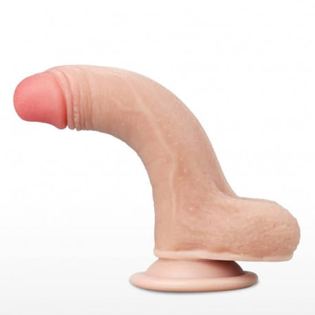Prawdziwy penis! Dildo z przesuwaną skórą i przyssawką 17,5 cm