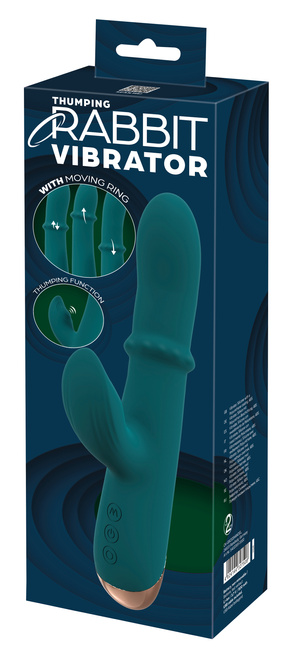 Wibrator z wędrującym pierścieniem i króliczkiem ze stymulacją pulsacyjną, 22,7 cm, silikon, 3 silniczki