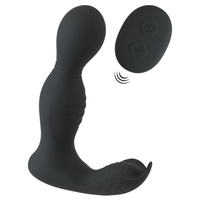 Masażer prostaty, silnie wibrujący, z rotującą główką i stymulacją krocza, 2 silniki, silikon, 13,7 cm / 11,7 cm wkładane, sterowany pilotem, wodoodporny IPX7