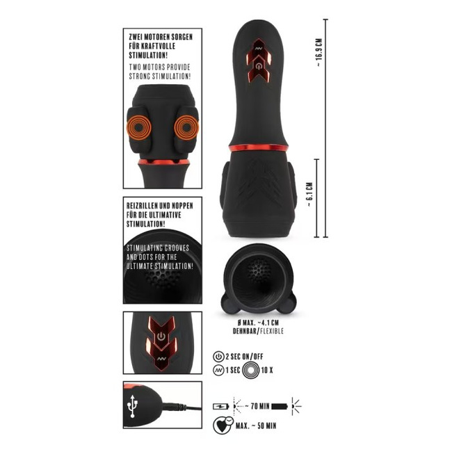Profesjonalny masturbator napędzany dwoma silnikami