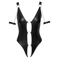 Seksowne body z odkrytym przodem i otwartym krokiem, z materiału wet-look, bondage, soft BDSM