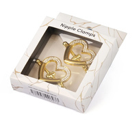 Klamerki na sutki w kształcie serc z kryształkami, kolor złoty, seksowna biżuteria nie tylko do BDSM