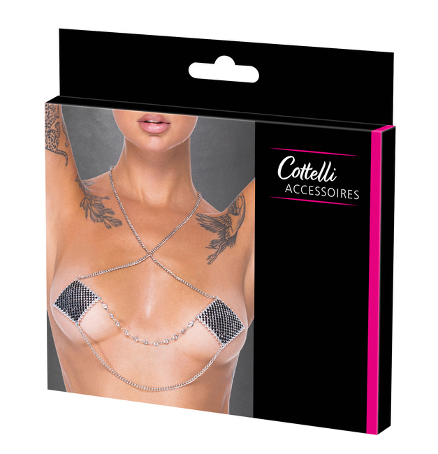 Naklejki na sutki pokryte czarnymi opalizującymi kryształkami, z łańcuszkami i kryształkami jak brylanciki