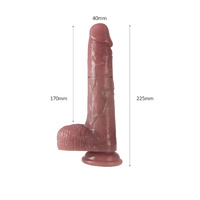 Super realistyczne dildo dwuwarstwowe, silna przyssawka, naturalne w dotyku, 22,5 cm, silikon