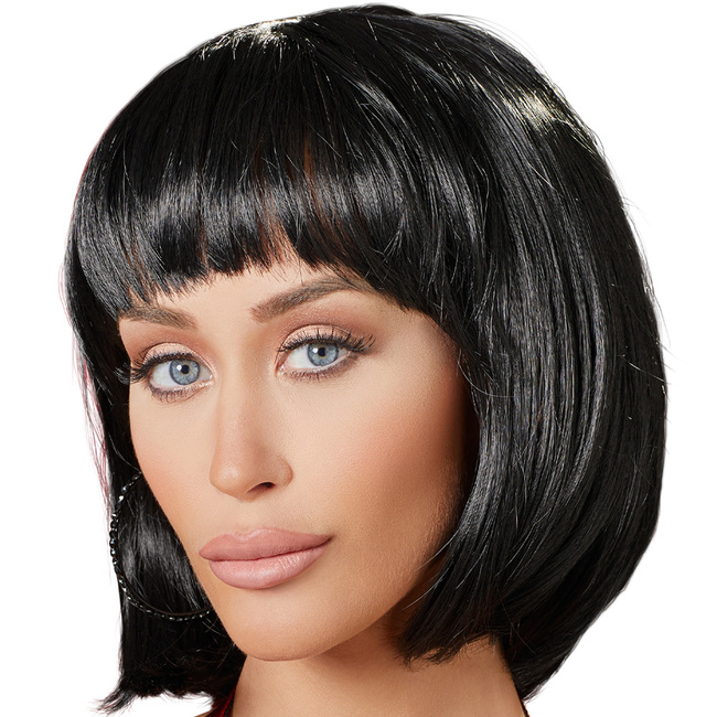 Wamp brunetka –peruka z fryzurą typu bob z klasyczną grzywką, dł. 28 cm, poliester, kolor: brunetka