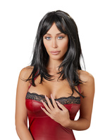 Szalona brunetka – długa peruka w stylu blunt bangs, długość 50 cm, poliester, kolor: brunetka