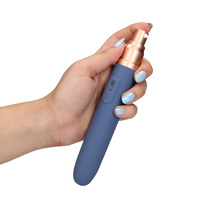 Wibrator podróżny z pojemnikiem na żel i dozownikiem, silikon, długość 18,5 cm / wkładane 8,5 cm