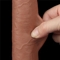 Realistyczne dildo dwuwarstwowe z ruchomą skórą, przyssawka, XXL 22 cm, kolor cielisty latino 