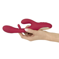 Rozkoszny śmieszek – wibrator z króliczkiem i radosnym języczkiem do pieszczenia punktu G i wnętrza pochwy, 3 silniki, 24,2 cm, silikon, wodoodporny IPX7