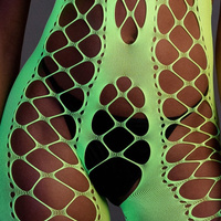 Fluorescencyjny, świecący w ciemnosci siateczkowy kostium z dekoltem typu halter, neonowa zieleń rozmiar XS/XL