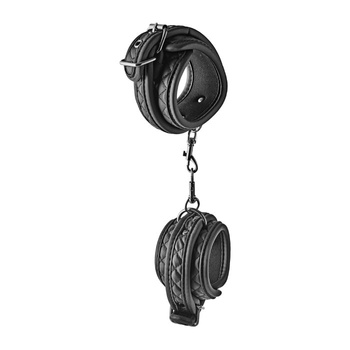 Eleganckie elastyczne kajdanki na kostki nóg z pikowanego neoprenu seria DIAMOND BDSM