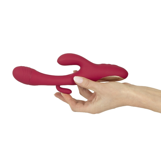 Rozkoszny śmieszek – wibrator z króliczkiem i radosnym języczkiem do pieszczenia punktu G i wnętrza pochwy, 3 silniki, 24,2 cm, silikon, wodoodporny IPX7