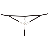 Stringi z pasków, z perłową ozdobą, otwarty krok, intymna biżuteria.