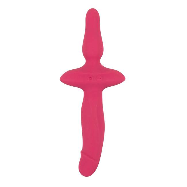 2w1 dwustronny wibrator 13,5 cm i korek analny 8,5 cm, 2 silniki, silikon, wodoodporny IPX7