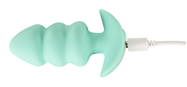 Wibrujący pieszczoch analny Cuties. Trzy stymulujące części, o zmiennej grubości, kolor zielony, silikon