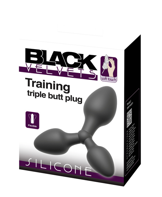 3w1 zestaw – 3 połączone korki analne Ø2,9 cm, Ø 3,4 cm i Ø 3,9 cm, bardzo elastyczne, silikon