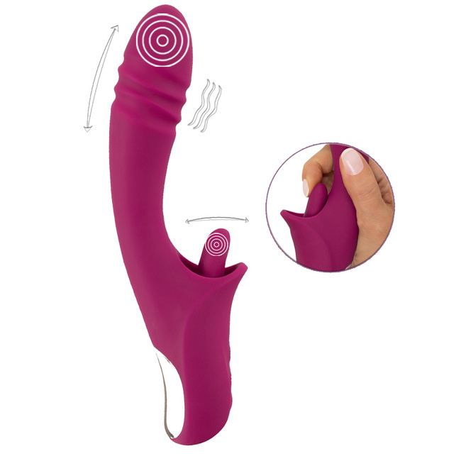 Purpurowy pieprznik – wibrator posuwisty do punktu G z liżącym królikiem do łechtaczki, 22,5 cm