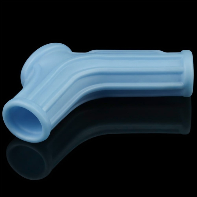 Nakładka, pierścień erekcyjny na penisa z rękawem moszny Ridge Knights Ring with Scrot Sleeve niebieski