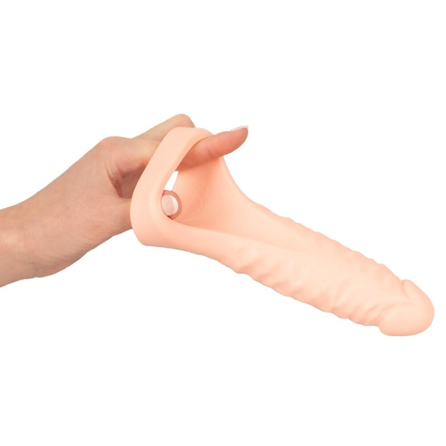 Męski strapon z ringiem erekcyjnym dildo realistyczne podwójna penetracja we dwoje 16cm wodoodporny