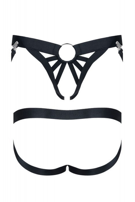 Czarne stringi (jockstrap) z regulowanym zapięciem