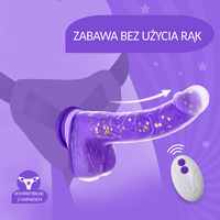 POSUWISTE Silikonowe purpurowe dildo wibrujące na pilota JELIVOY Swing&Thrusting od Tracy's Dog 23 cm z mocną przyssawką 