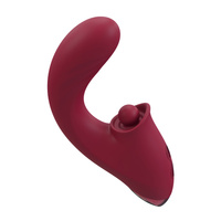 Rubinowe pchnięcie – Posuwisty wygięty wibrator do punktu G z pulsacyjnym młoteczkiem do łechtaczki, długość 17,8 cm, wkładane 9,0 cm