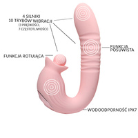 Wibrator posuwisto-wahadłowy z rotującą kulką do łechtaczki, IPX6, dł. 19 cm