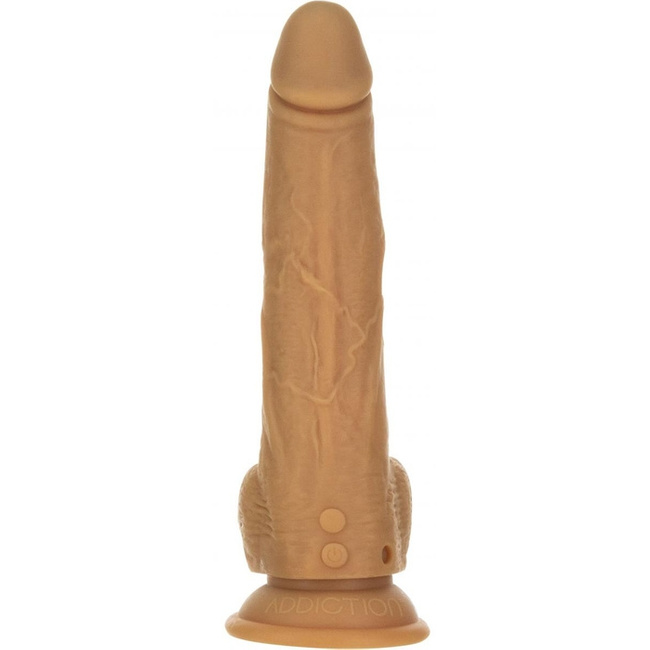 Dildo posuwiste z przyssawką, wibrator do waginy i anusa, Platinum Cured Silicon, 22,9 cm / 15,2 cm wkładane, rozmiar XXL, kolor cielisty ciemny