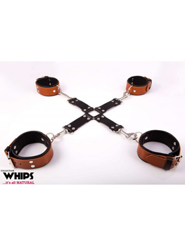 Krzyżak + kajdanki do rąk i nóg - skórzane