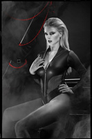 HERA eleganckie body ze srebrnym suwakiem z czarnej EkoSkóry BDSM 