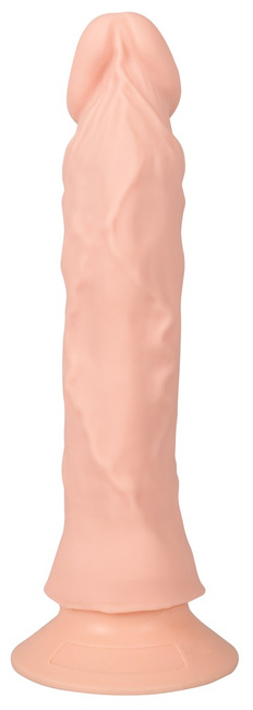 Giętki, anatomiczny wibrator na stelażu do modelowania, z ruchoma skórką i przyssawką, na pilota