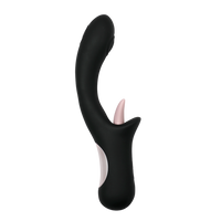 Mocny, czarny wibrator do punktu G, z królikiem z języczkiem do łechtaczki, IPX6, dł. 23 cm