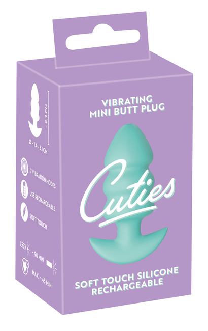 Wibrujący pieszczoch analny Cuties. Trzy stymulujące części, o zmiennej grubości, kolor zielony, silikon