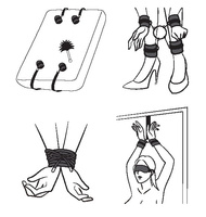 Zestaw 4-elementowy do wiązania i soft BDSM kajdanki opaska lina