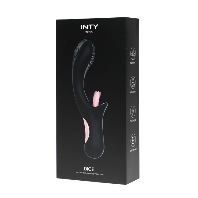 Mocny, czarny wibrator do punktu G, z królikiem z języczkiem do łechtaczki, IPX6, dł. 23 cm