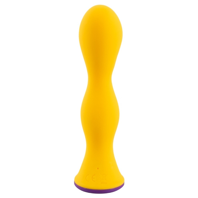Cytrynowy tylec – falowy wibrujący stymulator analny korek butt plug, długość 12,5 cm, średnica max 3,2 cm, 10 trybów pracy